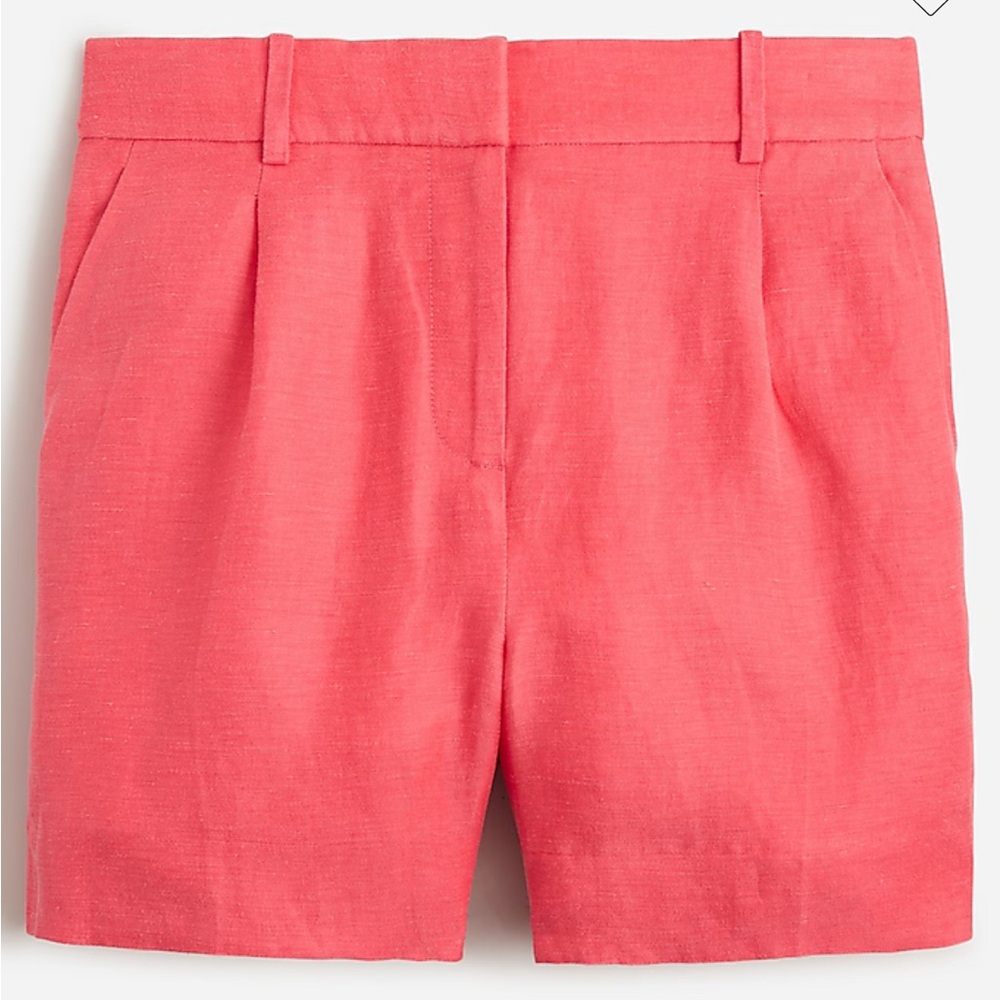 J Crew pleated linen blend Coral Shorts